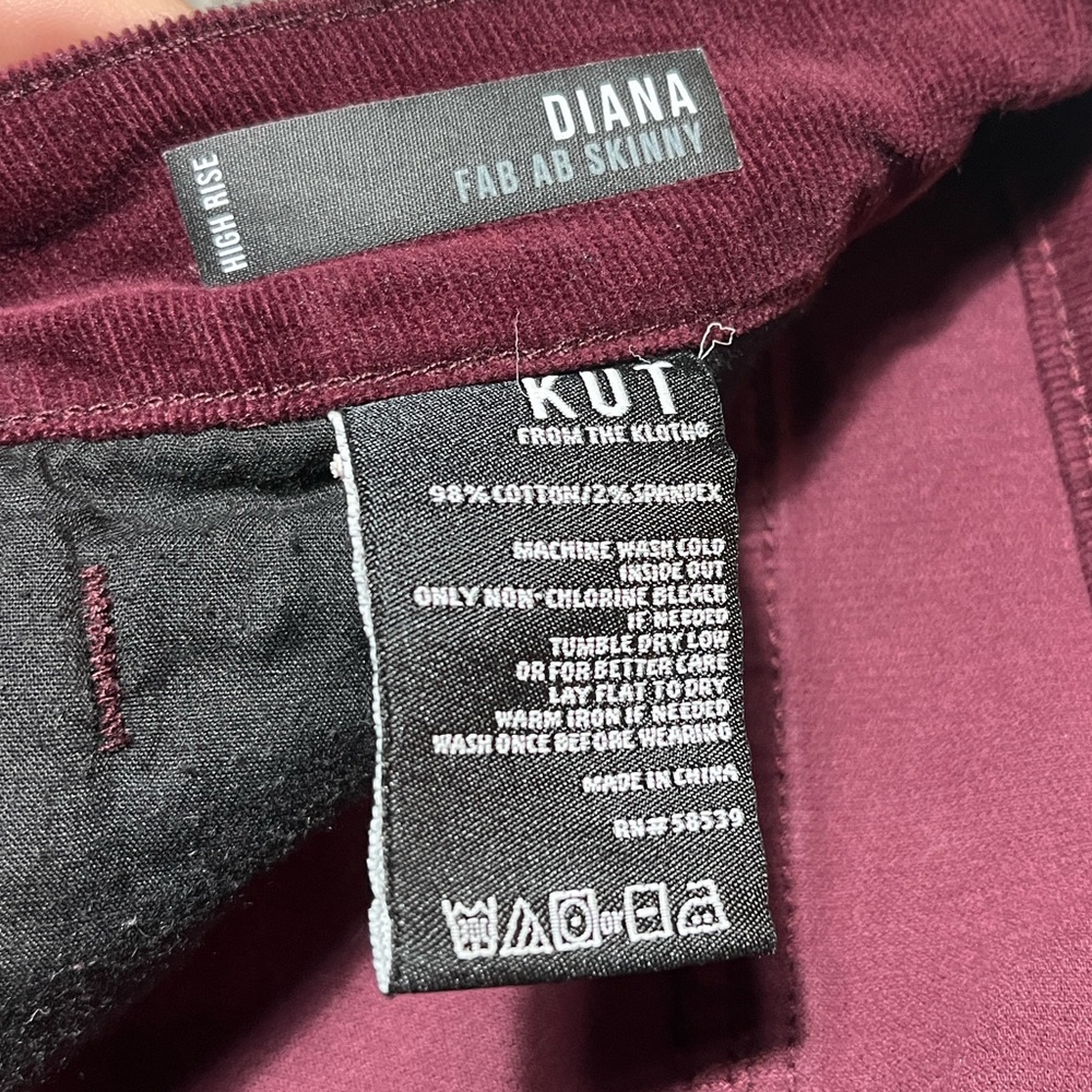 Kut From The Kloth Diana Fab Ab Skinny Corduroy Pants – 8 – Red - Picture 4 of 7
